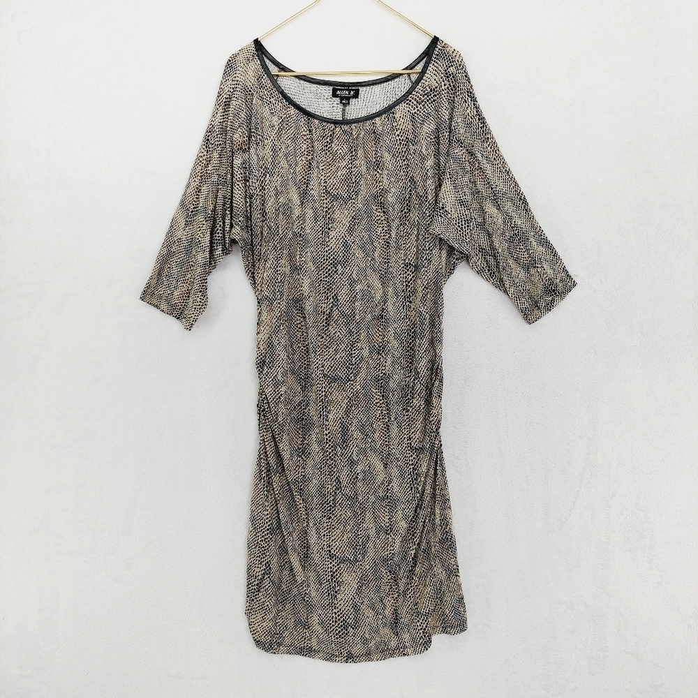 Allen Schwartz Brown Black & White Snake Print Ruched Dress 5059